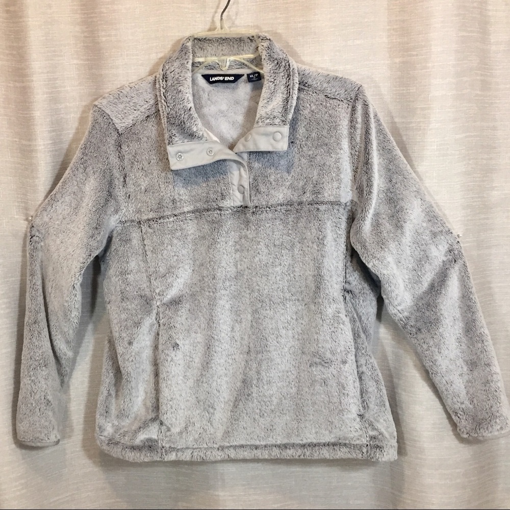 Lands End pullover faux fur sweatshirt women XL/P
